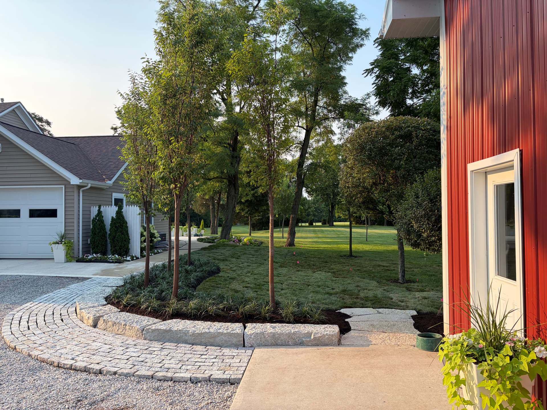 Gallery photos for Stone Curbing, Cobblestones and Zelkova Trees in Lewisburg: Image #1