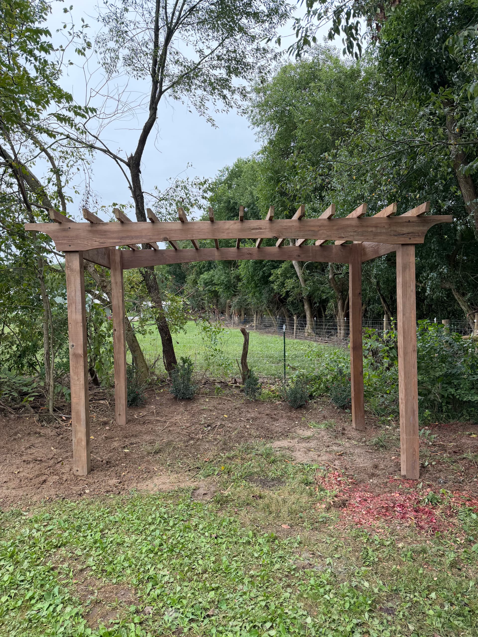 Gallery photos for Cedar Pergola and Natural Stone Outcropping Wall in New Carlisle OH: Image #1