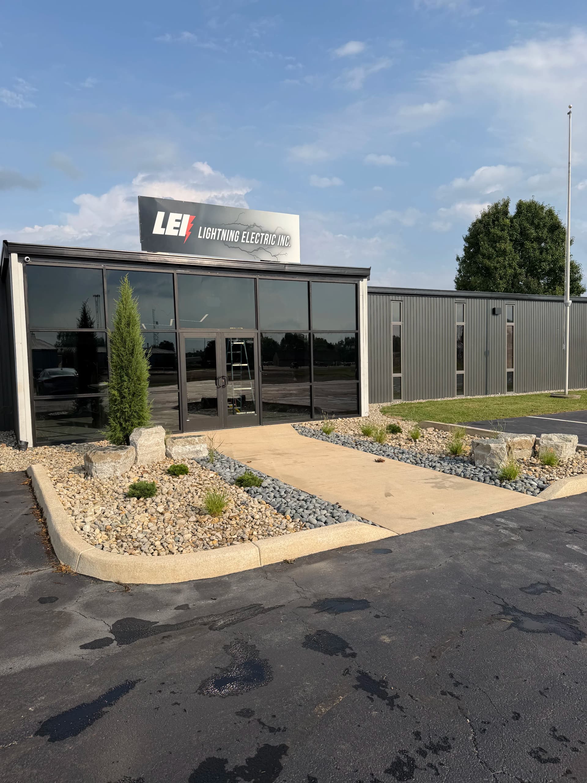 Gallery photos for Commercial Landscape Install at Lightning Electric in Brookville: Image #1